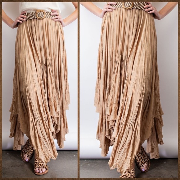 EASEL Crinkled Chiffon Overlay Uneven Hem Midi-Maxi Skirt or Tube Dress Lined - Picture 10 of 14